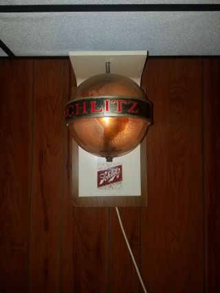 Vintage Schlitz Beer Rotating Spinning Motion Bar Sign Globe