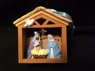 Vtg 1994 Nativity Manger Scene Ornament Plastic Place Light In Back To Brighten