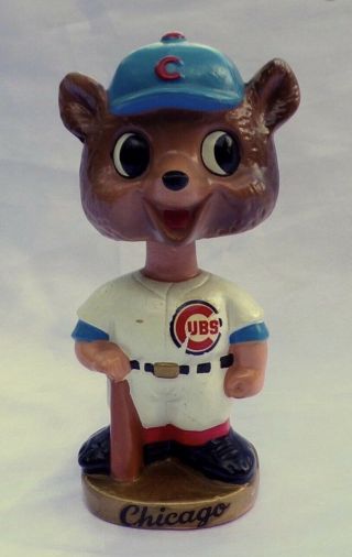 1967 Vintage Chicago Cubs Bobblehead Nodder Gold Base Bear Cub
