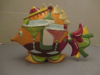 Fish Outta Water " Margarita Fish " Colorful Ceramic Figurine Westland Giftware