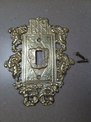 Vintage Virginia Metalcrafters 24 - 17 Decorative Solid Brass Crest Switch Plate