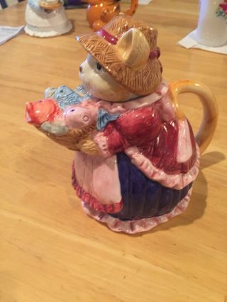 Teapot With Cat And Fish From Estate