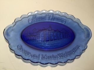 Vintage Avon Mount Vernon George And Martha Washington Cobalt Blue Oval Plate