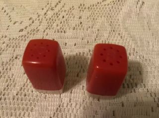 Vintage Mini Salt And Pepper Shakers Red Small Plastic