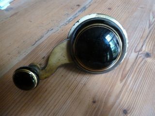 Antique Brass And Black Ceramic Servants Bell Pull Lever