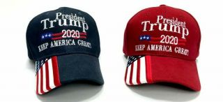 Set 2 President Trump 2020 Keep America Great Cotton Expertly Embroidered Hats