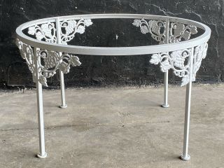 Vintage Metal Round Outdoor Patio Accent Table Needs Glass Top