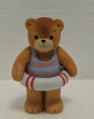 Vintage 1985 Lucy Rigg Bear With Swim Ring Tube By Enesco