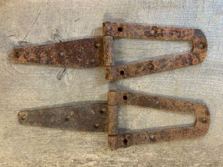 Pair Vintage Rustic Matching Strap Iron Barn Door Hinges Restore