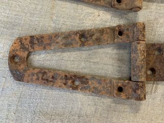 Pair Vintage Rustic Matching Strap Iron Barn Door Hinges Restore 2