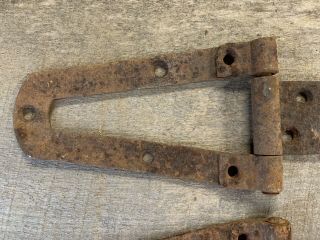 Pair Vintage Rustic Matching Strap Iron Barn Door Hinges Restore 3