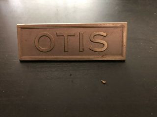 Vintage Otis Elevator Brass Name Plate 1 " X 3 "