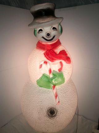 Vintage Union Products 40 " Dimpled Snowman Blow Mold Lighted Yard Decor