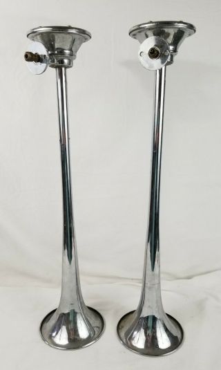 2 Vintage 24 " Grover Products Air Horns Chrome Emergency Fire Los Angeles