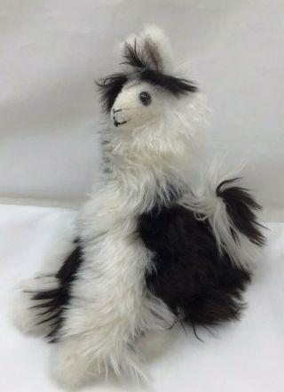 Llama Alpaca Baby Fur Black White Fluffy Soft Plush 10” Toy Lovey
