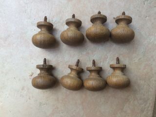Small Set Of 8 Oak Wooden Knobs