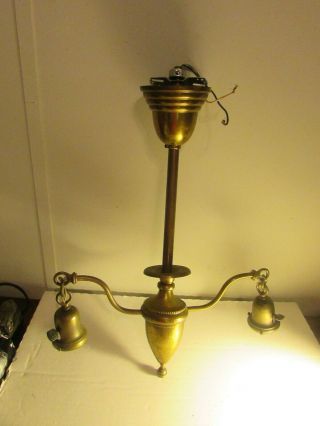 Antique Chandelier Double Hanging Arms Metal Light Fixture To Restore