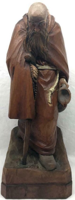 Vintage Hand Carved Monk / Friar - Signed - Anri - 12 " H