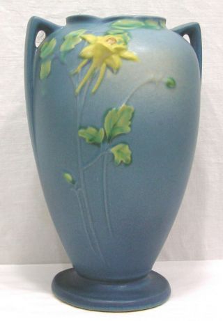 Vtg Roseville Pottery Columbine Vase 10 