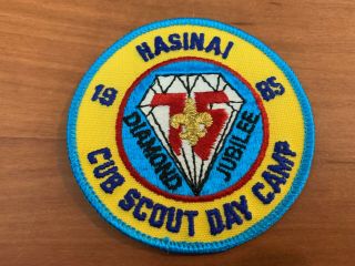 Oa,  Hasinai (578) 1985 Diamond Jubilee Cub Scout Day Camp Patch (er1985)