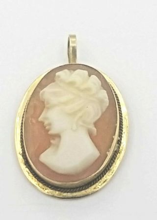 Antique Vintage 18k Yellow Gold Shell Cameo Pin Brooch Pendant Charm Se67