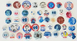 44 Unusual Richard Nixon Presidential Campaign Pinback Buttons 1968 & 1972