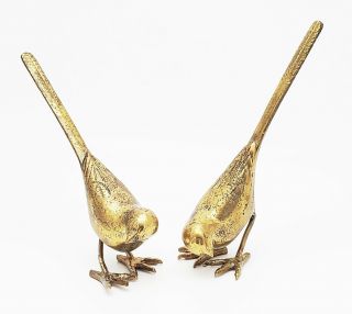 Vintage Brass Songbird Figurines Made In Hong Kong