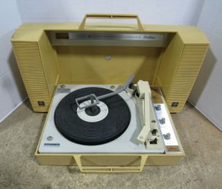Vintage Ge Wildcats Portable Record Player Turntable Stereo And