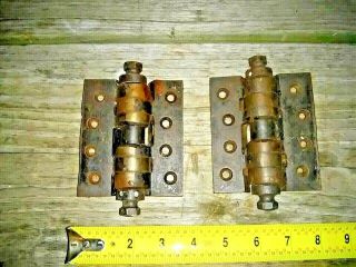 Vintage Cast Iron Heavy Duty Industrial Store Porch Door Hinges Spring Loaded