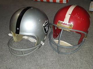 2 Vintage Rawlings Kra - Lite 2 Old Football Helmets For Decor 70s