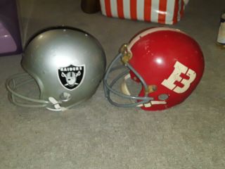 2 Vintage Rawlings Kra - Lite 2 Old Football Helmets for decor 70S 2