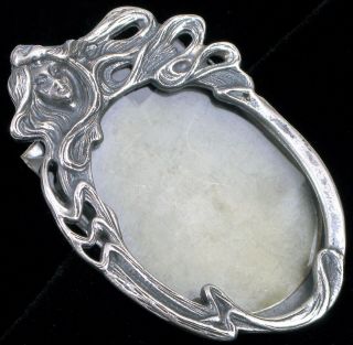 Vintage Sterling Silver Art Nouveau Locket Picture Frame Brooch Pin