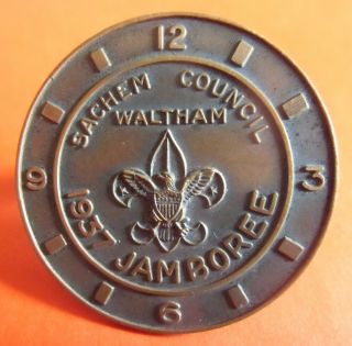1937 Boy Scout National Jamboree Sachem Council Waltham N/c Neckerchief Slide