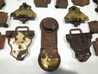 Vintage Rusty Old Antique Steamer Trunk Hardware Parts Latches Hinges Corners 3