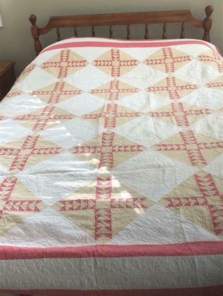 Vintage Quilt 88 " Square Queen Hand Made 1940 - 50 