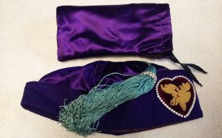 Authenic Loyal Order Of Moose Purple Hat 7 1/2 & Origional Carrying Pouch