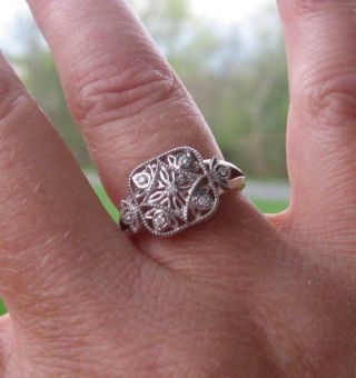 Vintage Engagement Wedding Ring 2 Ct Round Diamond 14k White Gold Over