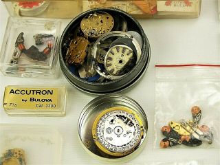 Large BOX of Vintage Bulova ACCUTRON Partial Mvmvts,  Parts - for Projects,  Repairs 3