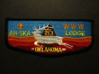 Oa Lodge 213 Ah - Ska Oklahoma Black Border Teal And Orange Background Flap