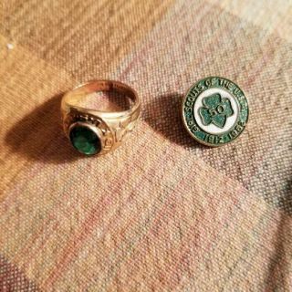 Vintage 10k Gold Filled Girl Scout Ring And 50th Anniversary Pin 1912 - 1962