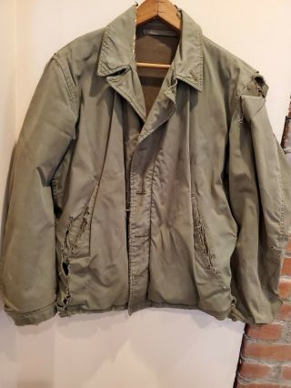 Vintage Ww2 U.  S.  Navy Deck Jacket Heavily Distressed As Found Stenciled Front