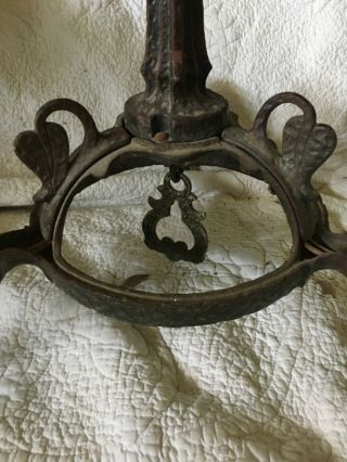 Vintage Arts And Crafts Mission Style Hammered Metal With Leaves Chandelier