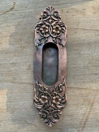 Antique Vintage Bronze Victorian Eastlake Pocket Door Plate Restore