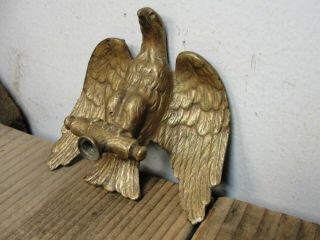 Antique 3 " Cast Brass Eagle Clock Or Lamp Finial Figure