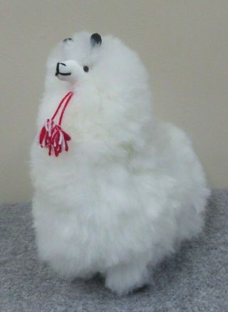 Handmade In Peru Alpaca Llama Stuffed Animal Made With Soft White Alpaca Fur