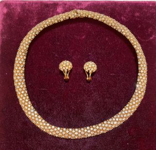 Vintage Ciner Rhinestone,  Necklace,  Earring And Bracelet Set