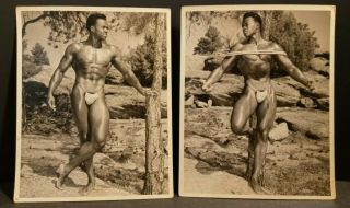 Vtg Western Photography Guild 4x5 B&w Semi Nude Photos Set Of 2 Blk Male 2