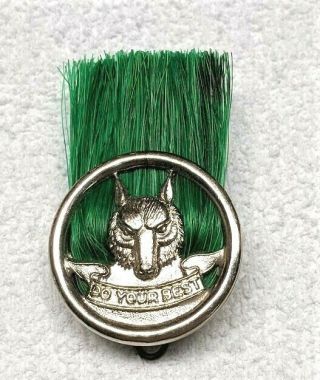 Do Your Best Boy Scout Wolf Cubmaster Akela Stetson Hat Plume Green Bristles