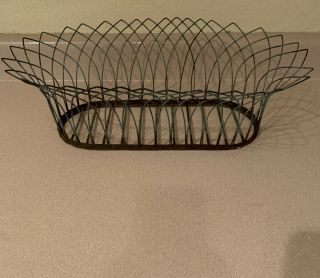 Vintage Metal Wire Oblong Basket Antique Garden Kitchen 19” X 11.  5”