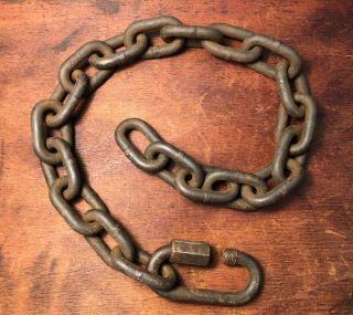 Vintage Heavy Link Chain Industrial 28.  5 " 21 Links 2 " Links 2 Lbs